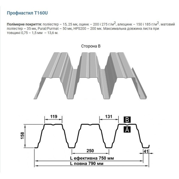 Профнастил, профлист T-160U